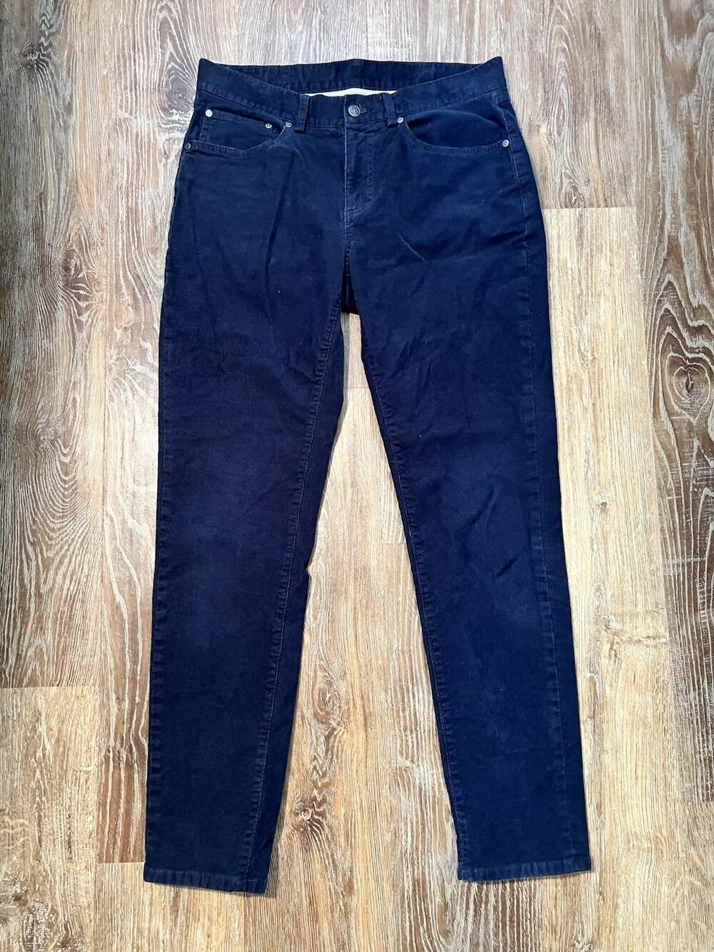 Brooks Brothers 33x32 Navy Corduroy Stretch Cotton Slim Flat Front Mens Pants